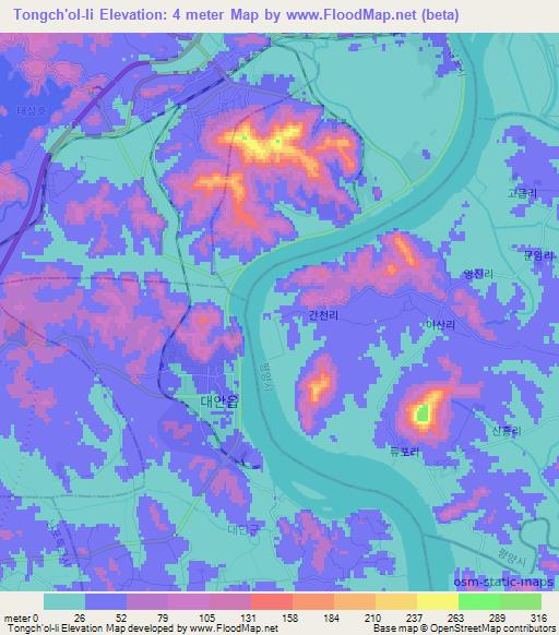 Tongch'ol-li,North Korea Elevation Map