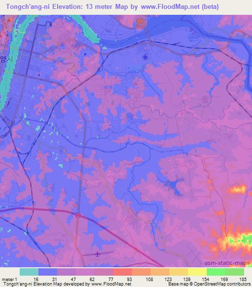 Tongch'ang-ni,North Korea Elevation Map