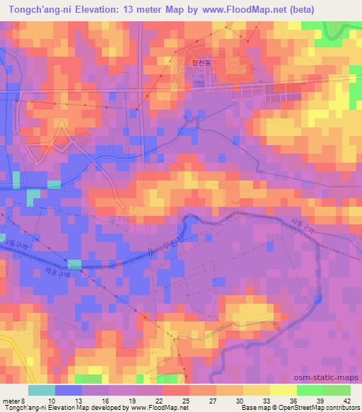Tongch'ang-ni,North Korea Elevation Map