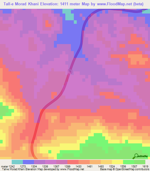Tall-e Morad Khani,Iran Elevation Map