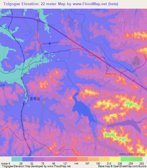 Tolgogae,North Korea Elevation Map