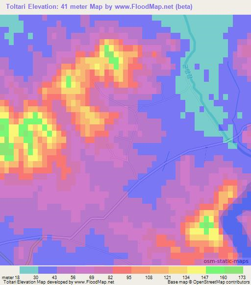 Toltari,North Korea Elevation Map