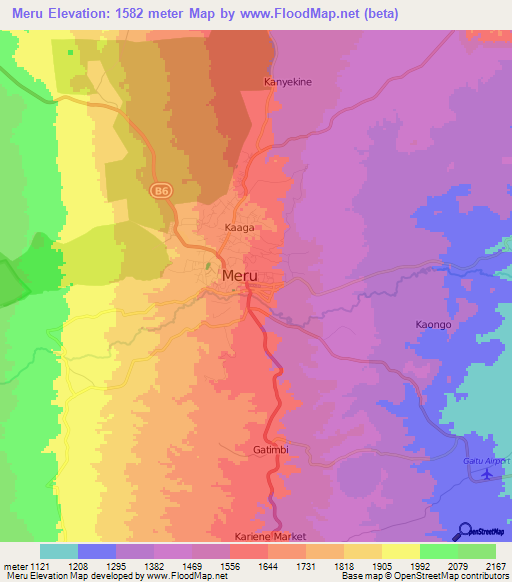 Meru,Kenya Elevation Map