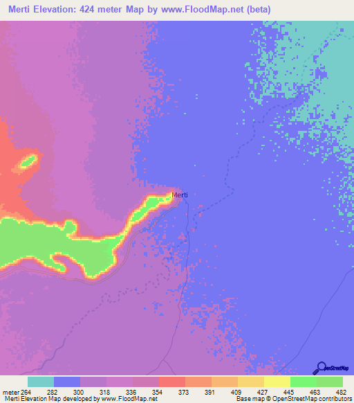 Merti,Kenya Elevation Map