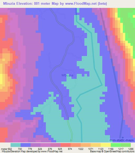 Mbuzia,Kenya Elevation Map