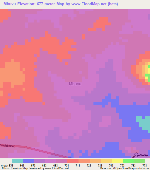 Mbuvu,Kenya Elevation Map