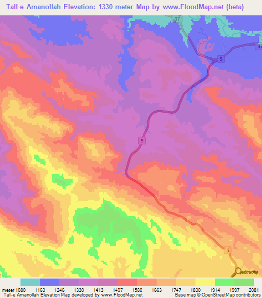 Tall-e Amanollah,Iran Elevation Map
