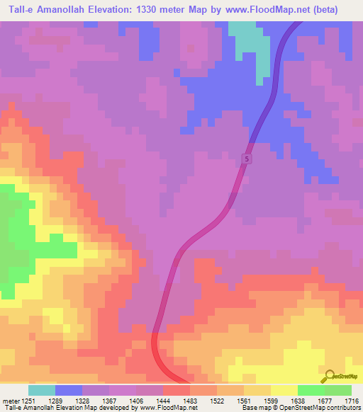 Tall-e Amanollah,Iran Elevation Map