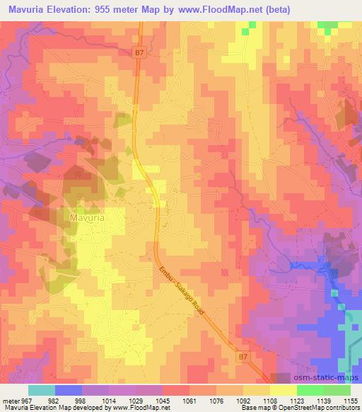 Mavuria,Kenya Elevation Map