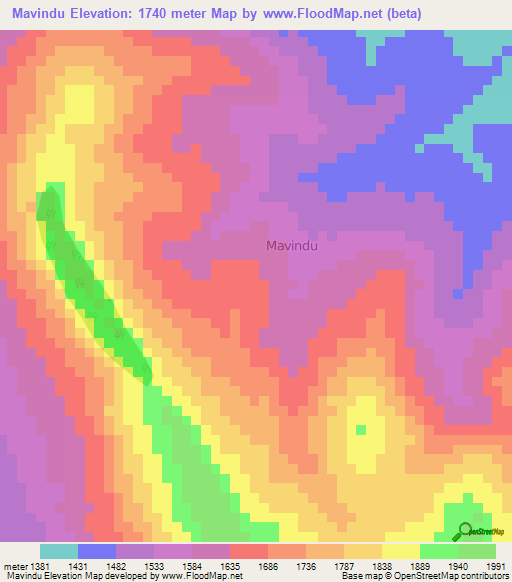 Mavindu,Kenya Elevation Map