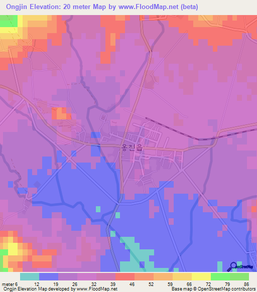 Ongjin,North Korea Elevation Map
