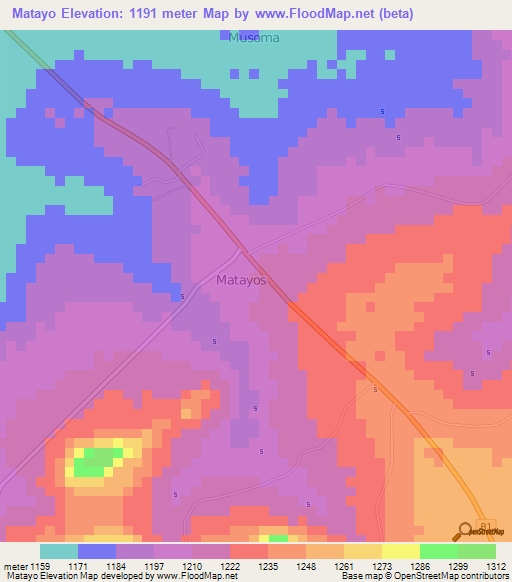 Matayo,Kenya Elevation Map