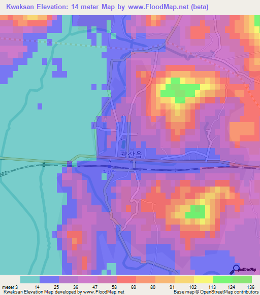 Kwaksan,North Korea Elevation Map