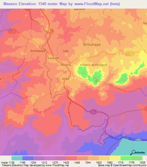 Maseno,Kenya Elevation Map