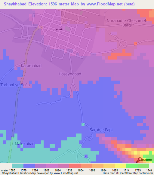 Sheykhabad,Iran Elevation Map