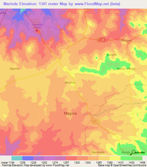 Marinde,Kenya Elevation Map