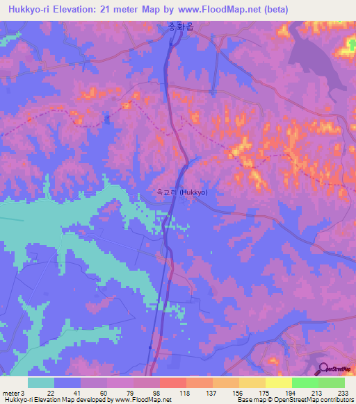 Hukkyo-ri,North Korea Elevation Map
