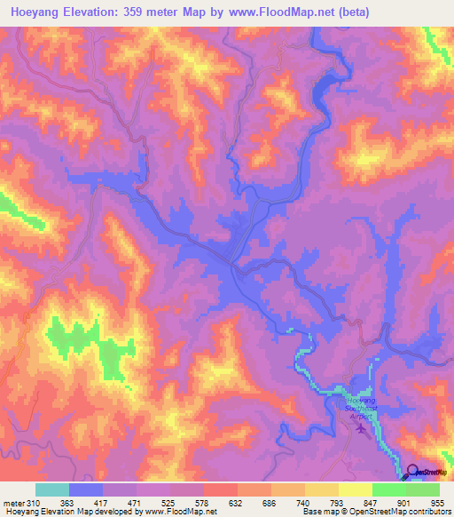 Hoeyang,North Korea Elevation Map