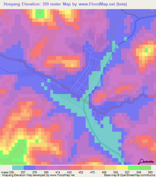 Hoeyang,North Korea Elevation Map