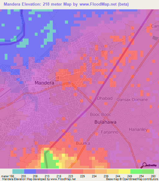 Mandera,Kenya Elevation Map