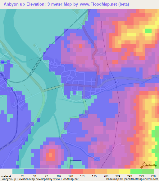 Anbyon-up,North Korea Elevation Map