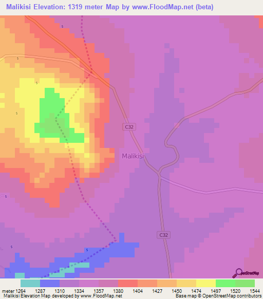 Malikisi,Kenya Elevation Map