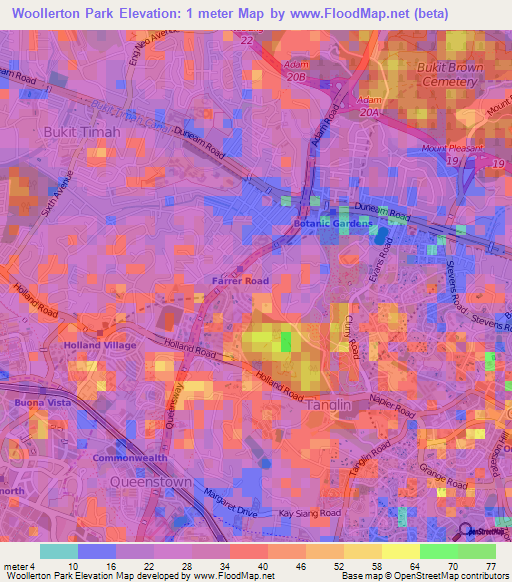 Woollerton Park,Singapore Elevation Map