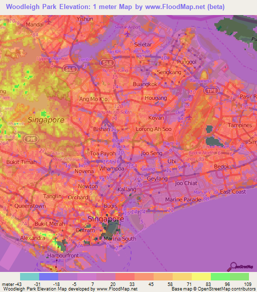 Woodleigh Park,Singapore Elevation Map