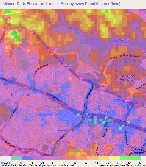 Watten Park,Singapore Elevation Map