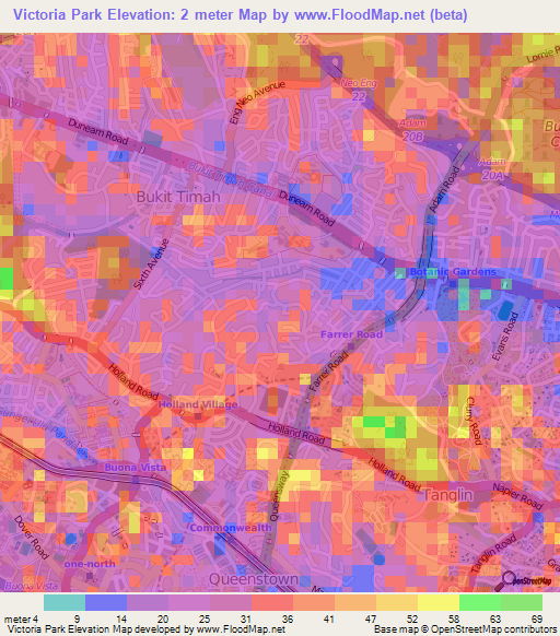 Victoria Park,Singapore Elevation Map