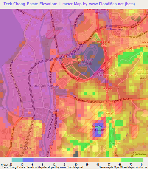 Teck Chong Estate,Singapore Elevation Map