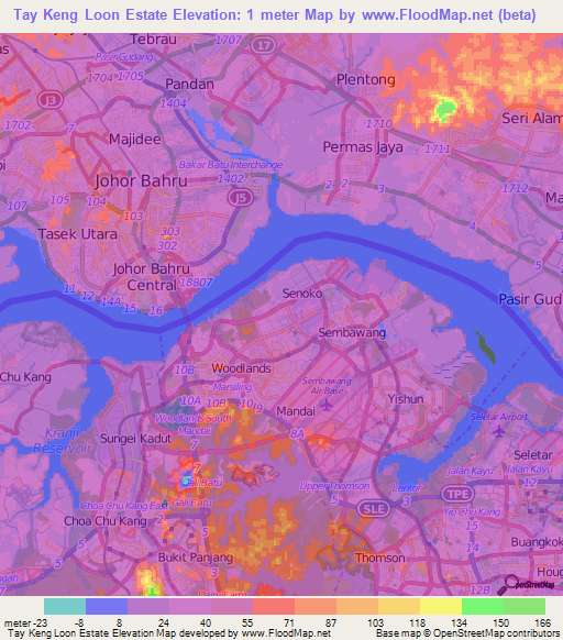 Tay Keng Loon Estate,Singapore Elevation Map