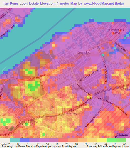 Tay Keng Loon Estate,Singapore Elevation Map