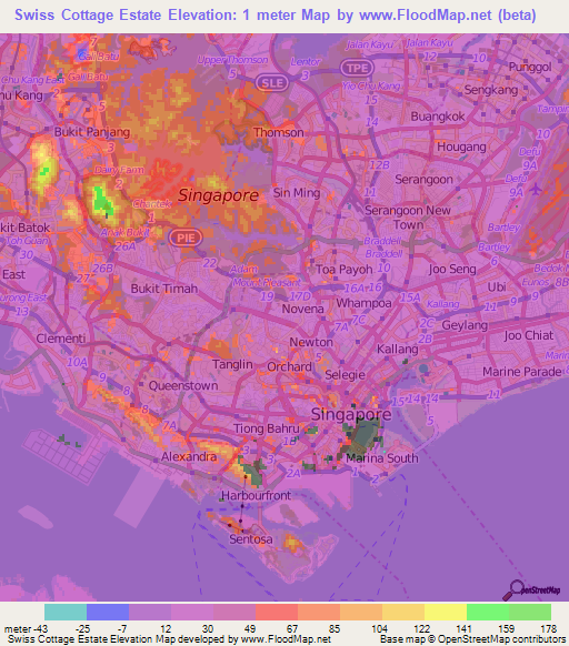 Swiss Cottage Estate,Singapore Elevation Map