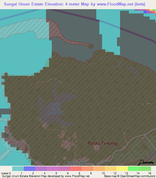 Sungai Unum Estate,Singapore Elevation Map