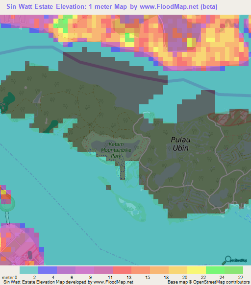 Sin Watt Estate,Singapore Elevation Map