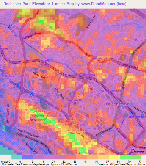 Rochester Park,Singapore Elevation Map
