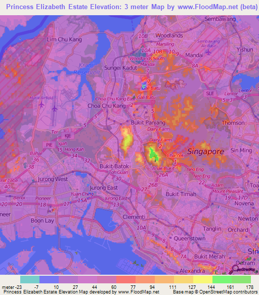 Princess Elizabeth Estate,Singapore Elevation Map