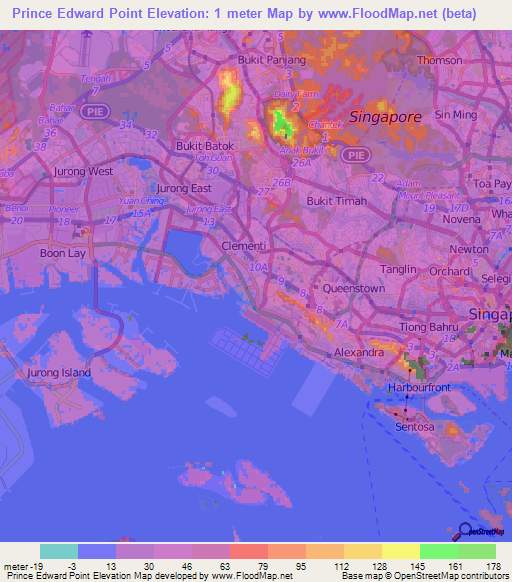 Prince Edward Point,Singapore Elevation Map