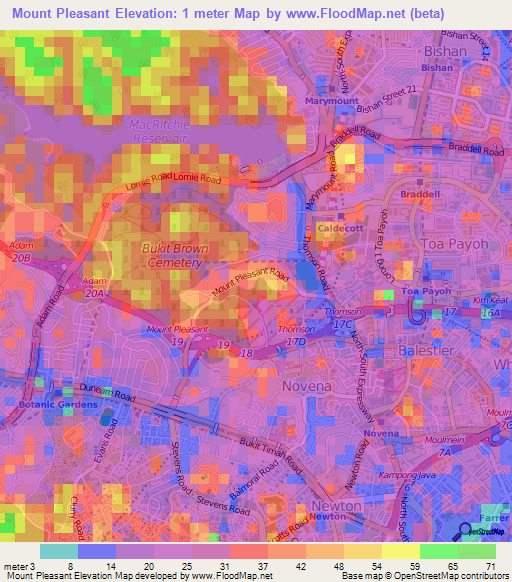Mount Pleasant,Singapore Elevation Map