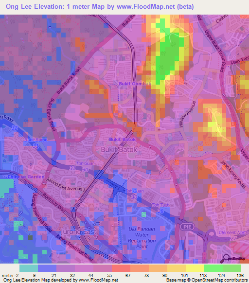 Ong Lee,Singapore Elevation Map