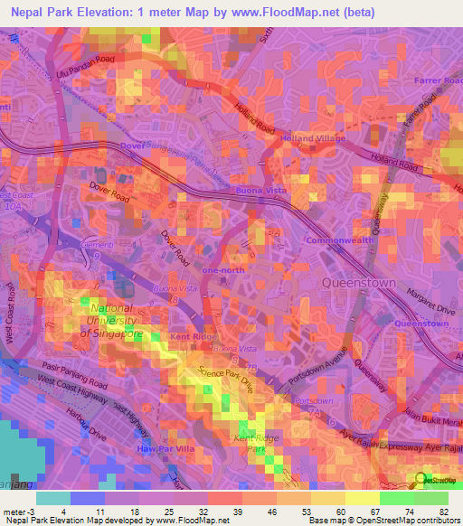 Nepal Park,Singapore Elevation Map