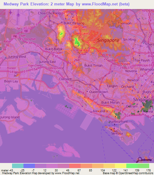 Medway Park,Singapore Elevation Map