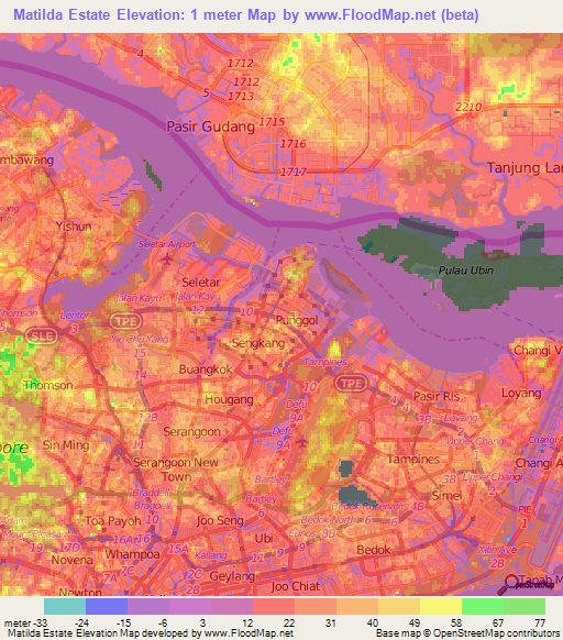 Matilda Estate,Singapore Elevation Map