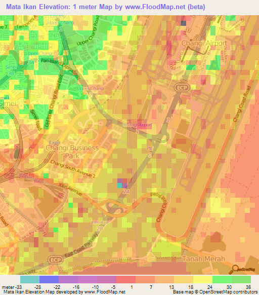 Mata Ikan,Singapore Elevation Map