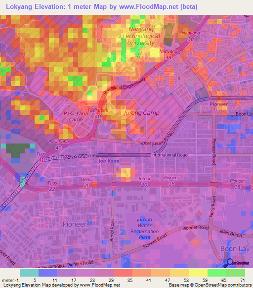 Lokyang,Singapore Elevation Map