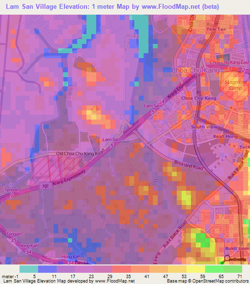 Lam San Village,Singapore Elevation Map