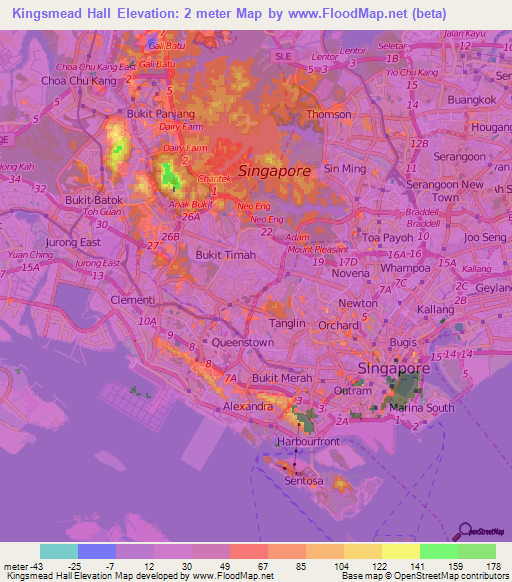 Kingsmead Hall,Singapore Elevation Map