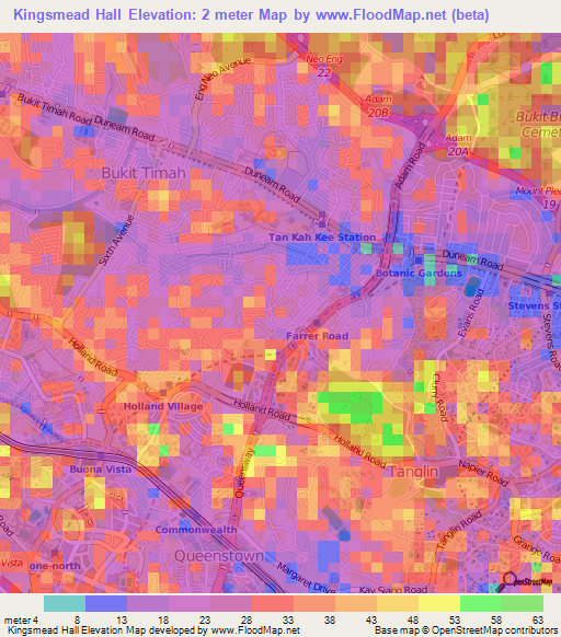 Kingsmead Hall,Singapore Elevation Map