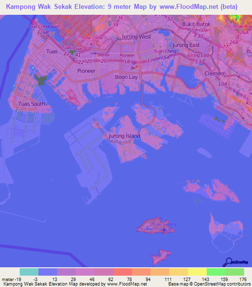 Kampong Wak Sekak,Singapore Elevation Map